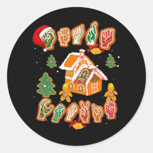 Sticker Rond ASL Christmas American Sign Language Gingpain H