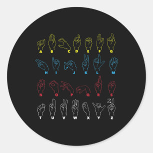 Sticker Rond ASL Enseignant Alphabet Langue Chanter Américaine 
