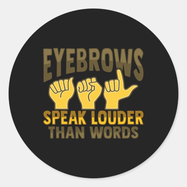 Sticker Rond Asl Hand Gesture Deaf Hearing Loss Awareness 5  (Devant)