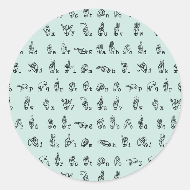 Sticker Rond ASL Jade // American Sign Language alphabet (Devant)