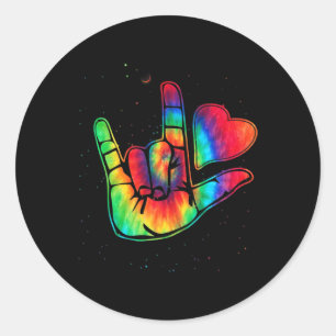 Sticker Rond ASL Love Sign Language