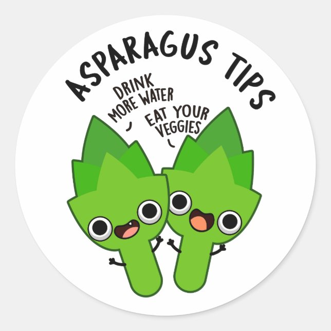 Sticker Rond Asperges Conseils amusant Veggie Pun (Devant)