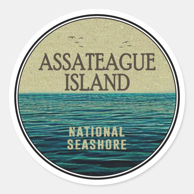Sticker Rond Assateague Island National Seashore Ocean Birds (Devant)