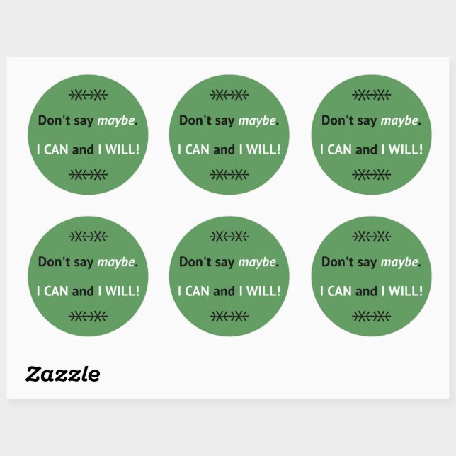 Sticker Rond Assertive Je PEUX citer vert (Feuille)
