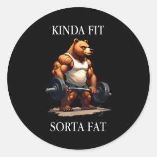 Sticker Rond Assez en forme un peu gros - Ours drôle de salle d