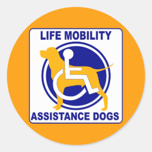 STICKER ROND ASSISTANCE MOBILITÉ DE VIE CHIENS