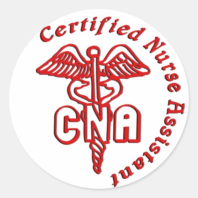 STICKER ROND ASSISTANT DE L'INFIRMIÈRE CERTIFIÉE CADUCEUS CNA (Devant)