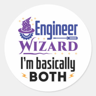 Sticker Rond Assistant de l'ingénieur Je suis fondamentalement