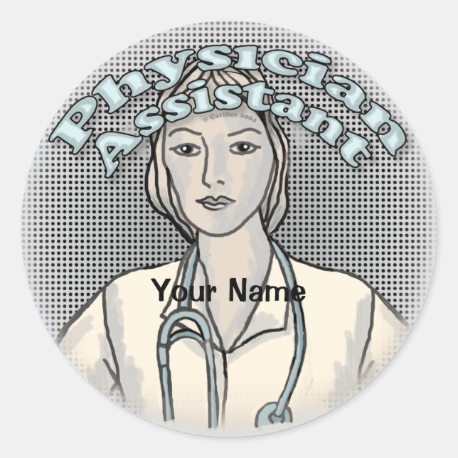 Sticker Rond Assistant de médecin féminin (Devant)