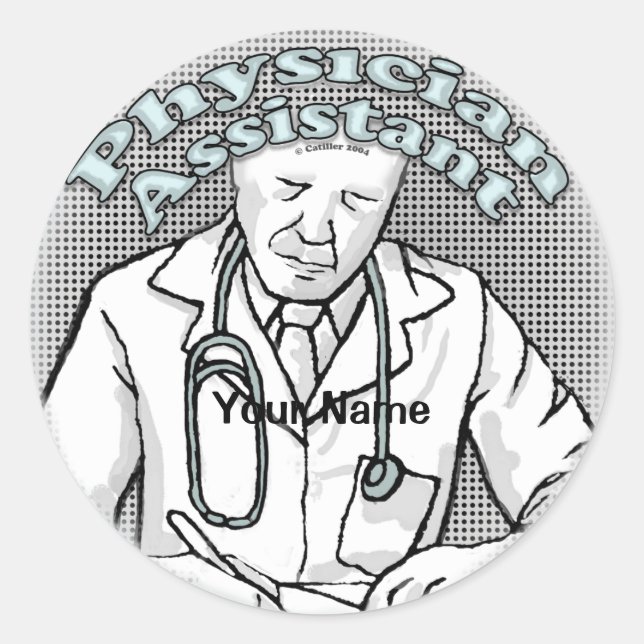 Sticker Rond Assistant de médecin masculin (Devant)