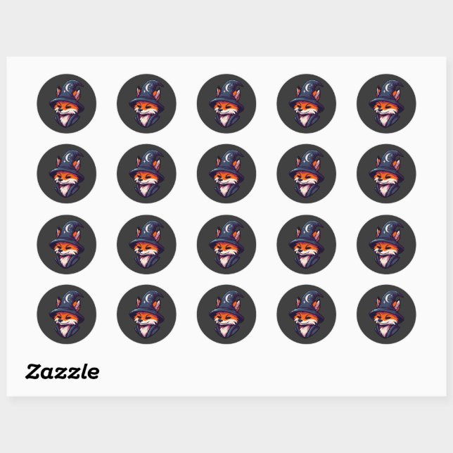 Sticker Rond Assistant Fox - Imaginaire magique (Feuille)