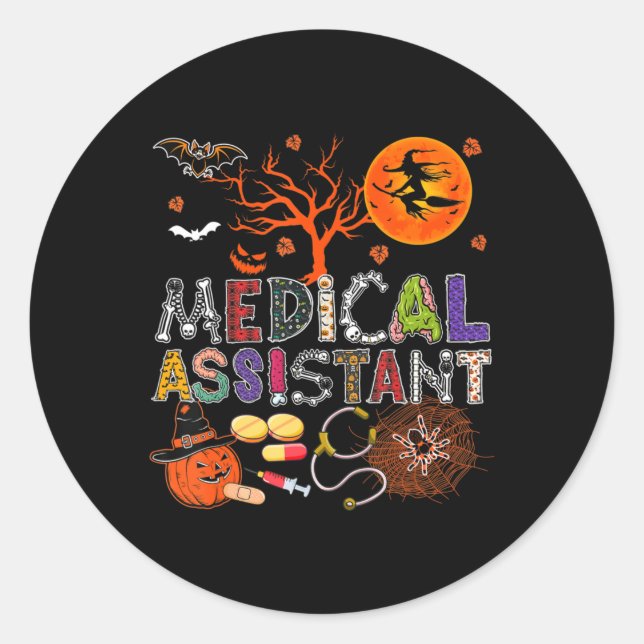 Sticker Rond Assistant médical Halloween Zombie Costume Scary P (Devant)
