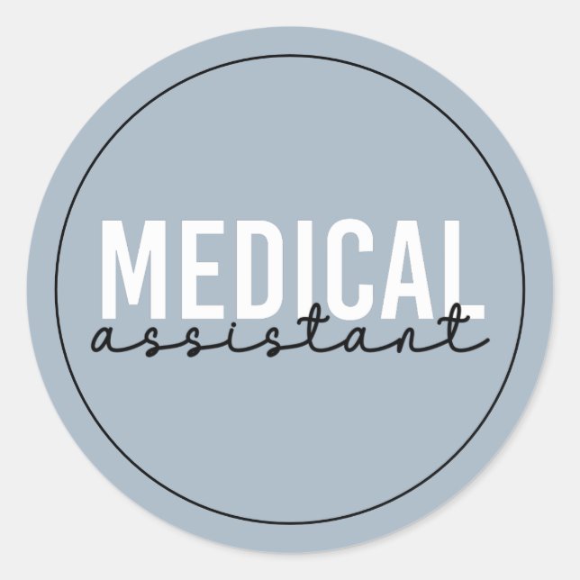 Sticker Rond Assistant Médicale MA | Cadeau de l'assistant clin (Devant)