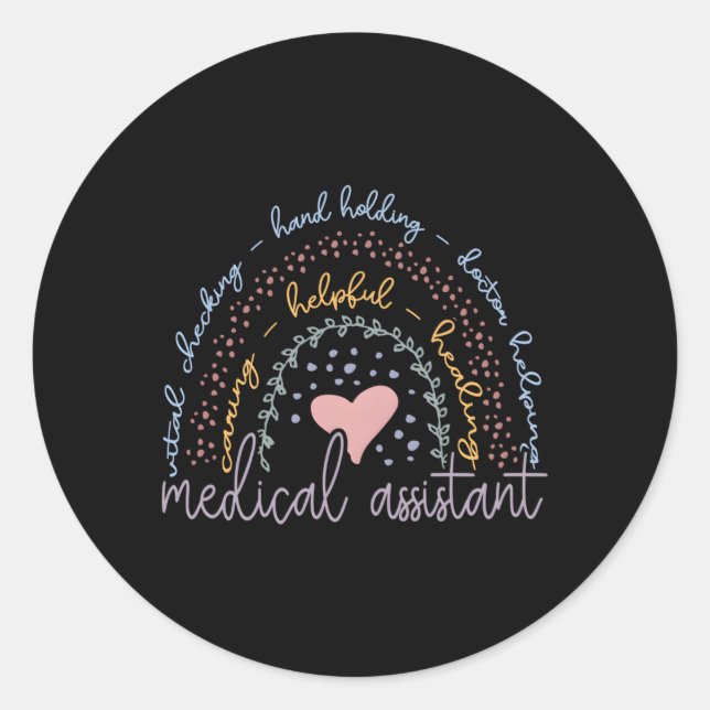 Sticker Rond Assistant Médicale Rainbow (Devant)