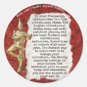 Sticker Rond Assistant Oz Tinman Happiness Red Gold