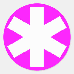Sticker Rond Asterisk - Blanc sur Magenta
