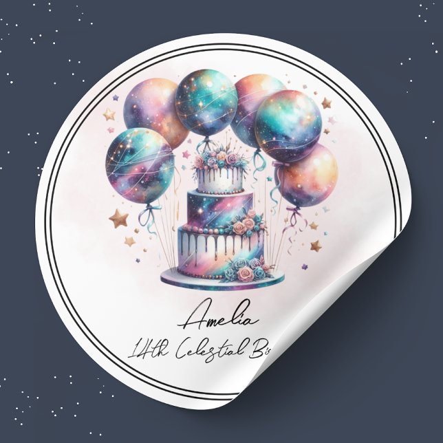 Sticker Rond Astrologie cosmique mystique céleste Merci (Créateur téléchargé)