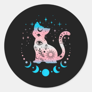 Sticker Rond Astrologie Transgenre Chat Céleste Lgbt Pride Tra