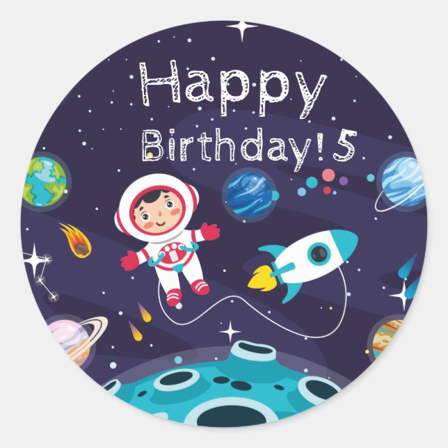 Sticker Rond   Astronaut child on the moon, monogrammed name (Devant)