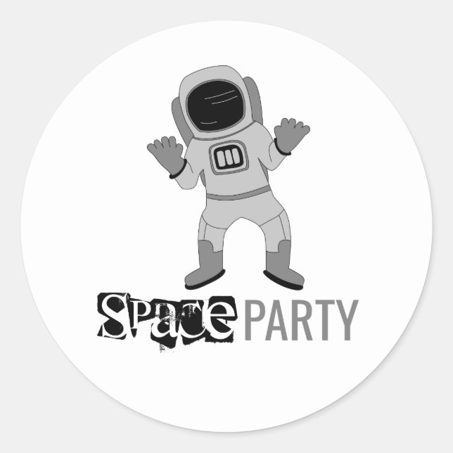 Sticker Rond Astronaute de la Space Party, Anniversaire (Devant)