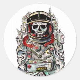 Sticker Rond Astronaute du squelette