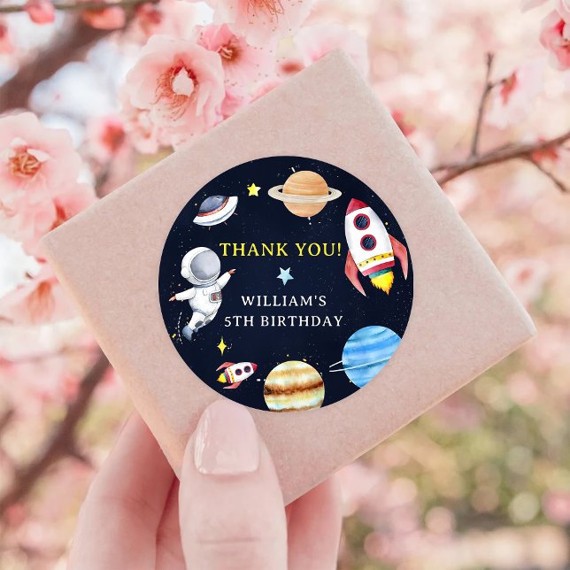 Sticker Rond Astronaute Espace extra-atmosphérique Merci d'anni (Créateur téléchargé)