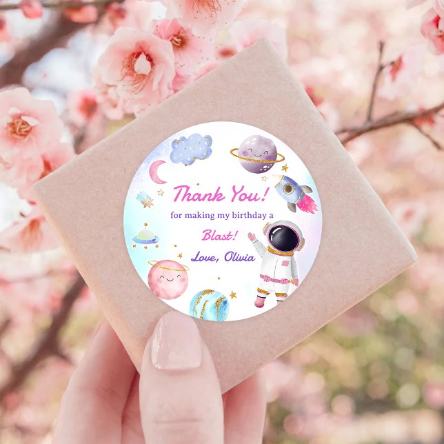 Sticker Rond Astronaute Espace extra-atmosphérique Merci d'anni (Créateur téléchargé)