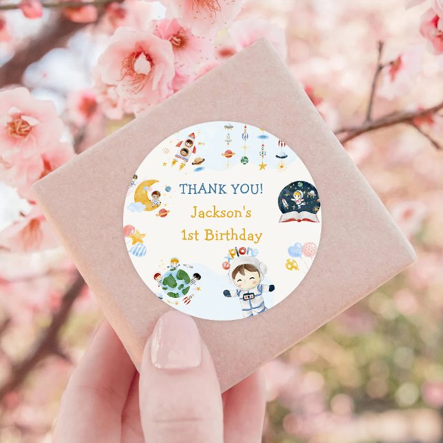 Sticker Rond Astronaute Espace extra-atmosphérique Merci d'anni (Créateur téléchargé)