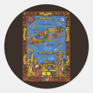 Sticker Rond Astronome Claudius Ptolemy, Céleste Vintage