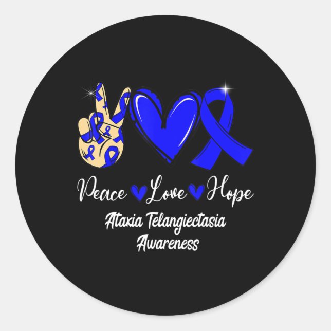 Sticker Rond Ataxia Telangiectasia Sensibilisation Paix Aimer H (Devant)
