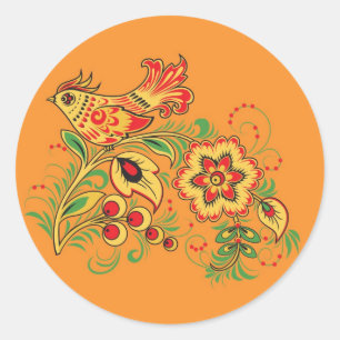 Sticker Rond Ateliers russes d'art de Khokhloma (Hohloma)