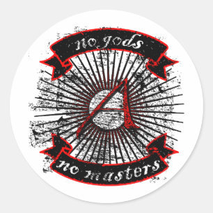 Sticker Rond Athée aucuns dieux, aucuns maîtres