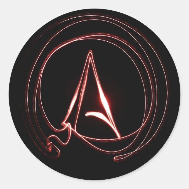 Sticker Rond Athée en rouge (Devant)