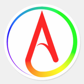 Sticker Rond Atheist Symbol Rainbow
