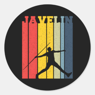 Sticker Rond Athlète Javelin Thrower Track Et Field Thrower