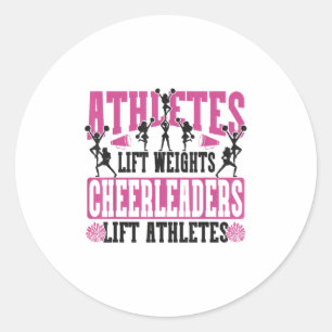 Sticker Rond Athlètes de Cheer Cheerleading Soulèvent Des Poids