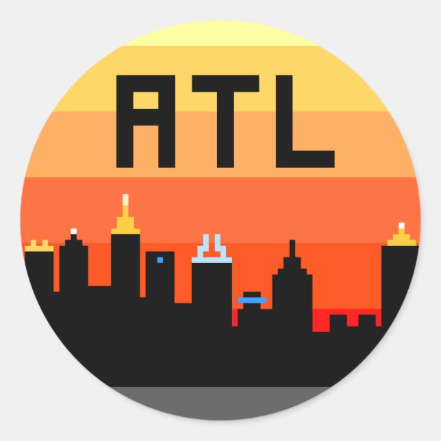 Sticker Rond Atlanta Skyline ATL 8 bits (Devant)