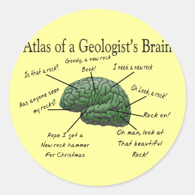 Sticker Rond Atlas des dons amusants du cerveau d'un géologue (Devant)