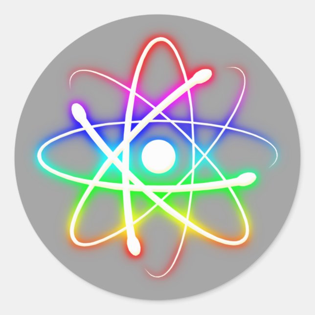 Sticker Rond Atom brillant coloré (Devant)