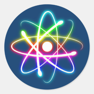Sticker Rond Atom lumineux coloré - bleu ciel