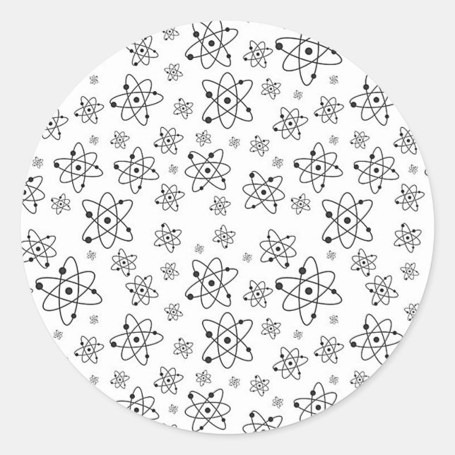 Sticker Rond Atoms Rétro Motif d'âge atomique (Devant)