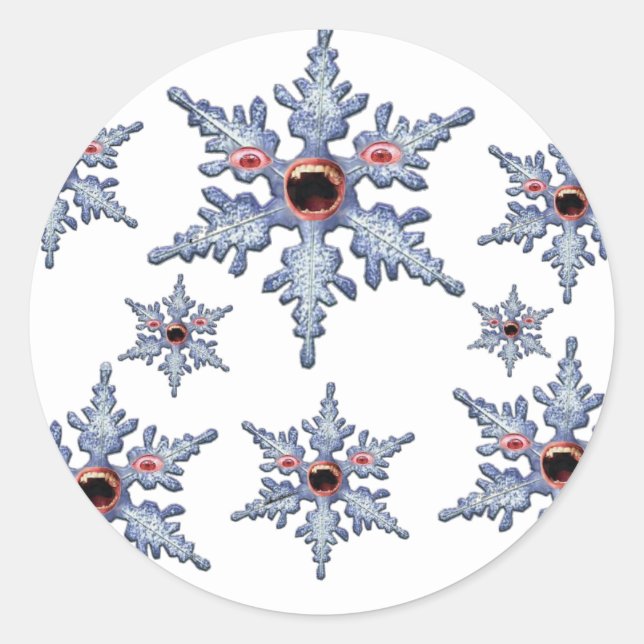 Sticker Rond Attaque des Zombies du Flocon de Neige ! (Devant)