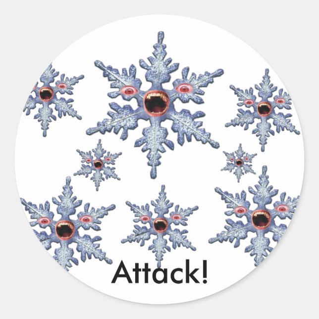 Sticker Rond Attaque des Zombies du Flocon de Neige ! (Devant)