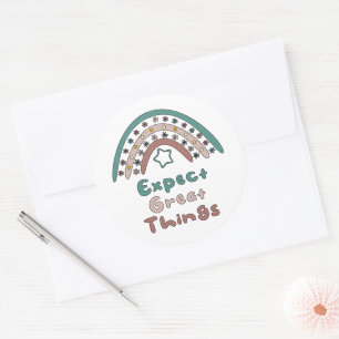 Sticker Rond Attendez-vous à de grandes choses motivation boho 