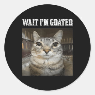 Sticker Rond Attends, Je Suis Chat Humour Mème