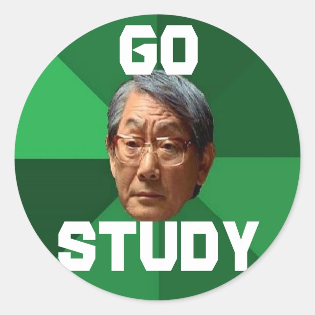 Sticker Rond Attentes élevées Père asiatique - personnalisable (Devant)
