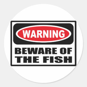 STICKER ROND ATTENTION À L'ÉTIQUETTE DE POISSON