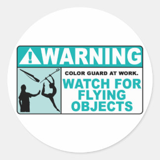 Sticker Rond Attention - Attention aux objets volants !