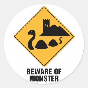 Sticker Rond Attention Au Monstre