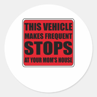 Sticker Rond Attention Ce véhicule fait des arrêts soudains à v